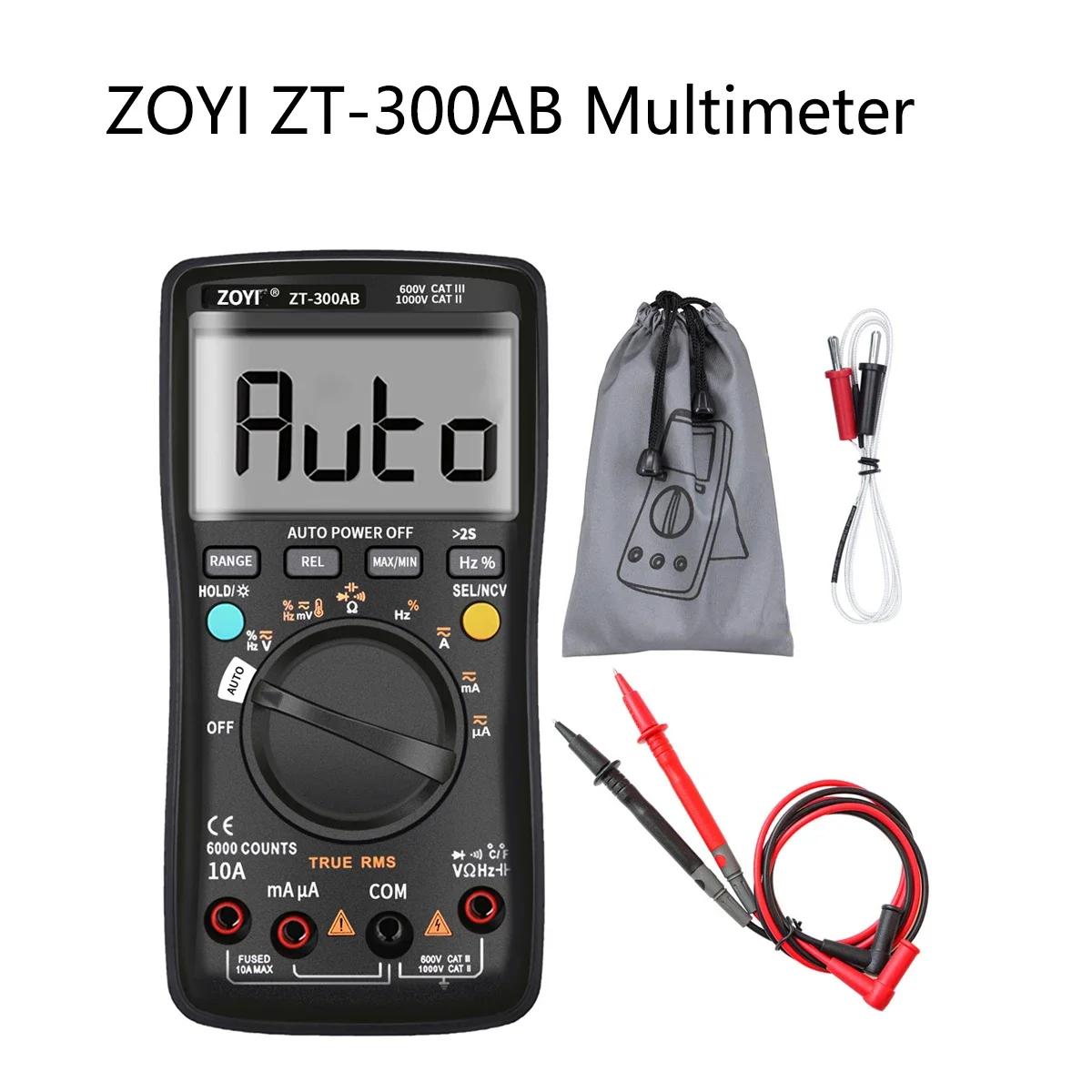 ZOYI ZT300AB  Ƽ, True RMS 6000 īƮ, ڵ/    跮, Ʈ AC/DC   跮